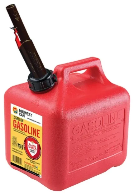 Midwest Can 2310 High Density Polyethylene Gas Can with Spout, Red, 2 Gallon