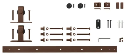 Mini Sliding Rolling Barn Door Hardware Kit, Single, Oil Rubbed Bronze, 4' Long