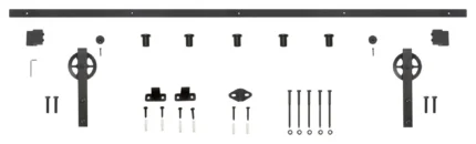 Miseno MBDH1005X78 78-3/4" Large Wheel Bent Strap Barn Door - Black