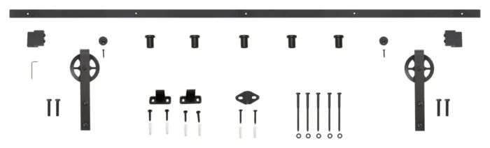 Miseno MBDH1005X78 78-3/4" Large Wheel Bent Strap Barn Door - Black - Image 1