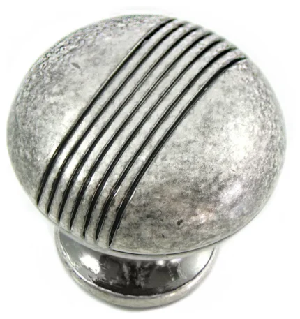 MNG Hardware 1 1/4" Striped Knob - Distressed Antique Silver