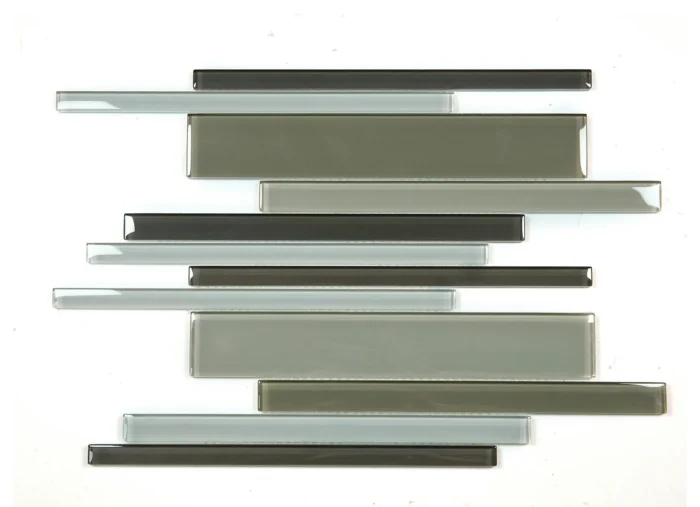 Modern 12"x12" Brick Joint Mixed Glass Mosaic Wall Tile,Gray, Set of 10 - Image 1