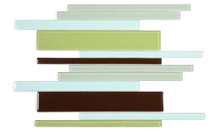 Modern 12"x12" Brick Joint Mixed Glass Mosaic Wall Tile,Multicolour, Box of 10 Pieces - Image 1