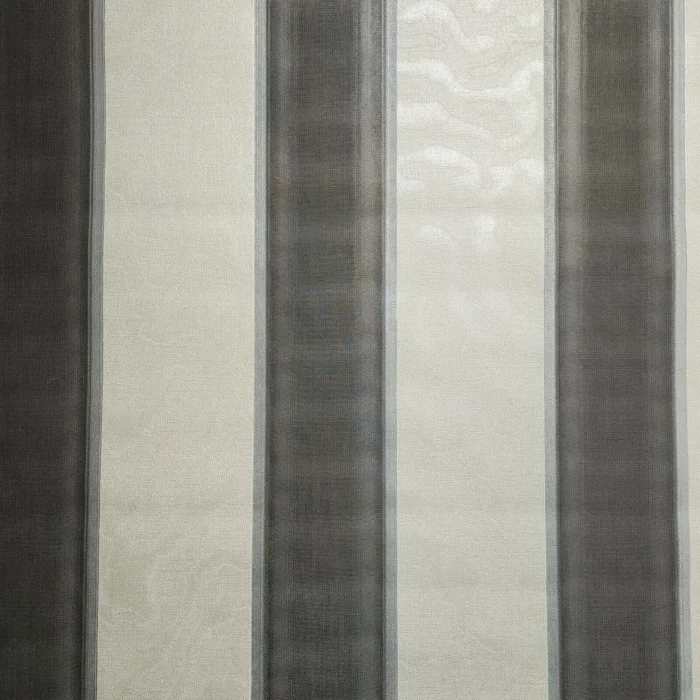 Modern lines white gray stripes faux fabric textured striped Wallpaper rolls 3D, - Image 1