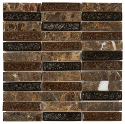 Modket Emperador Dark Brown Marble Crackle Glass Kitchen Backsplash TDH174MO