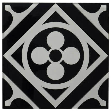 Modket Unique 8" x 8" Black and White Moroccan Glass Mosaic Backsplash TDH67MDR