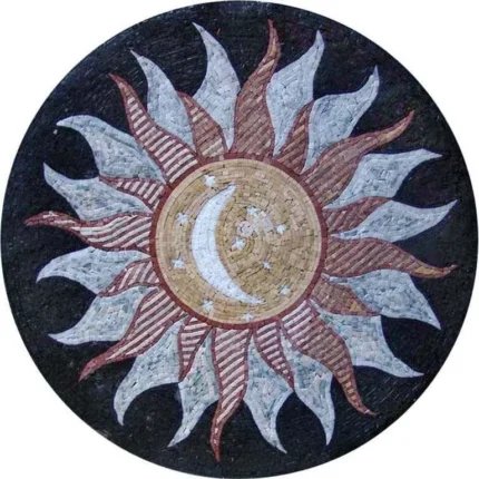Moon Medallion Mosaic Art, Najm, 35"x35"