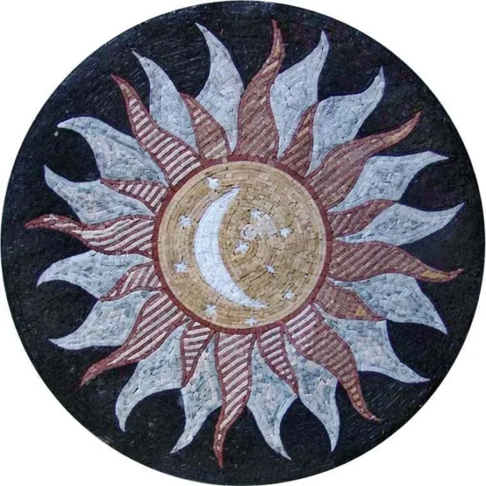 Moon Medallion Mosaic Art, Najm, 35"x35" - Image 1