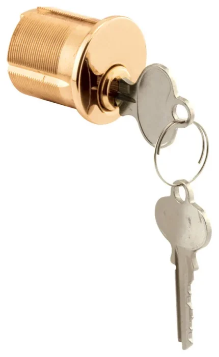 Mortise Cylinder, 1-1/4", Solid Polished Brass, 5 Pin Tumbler