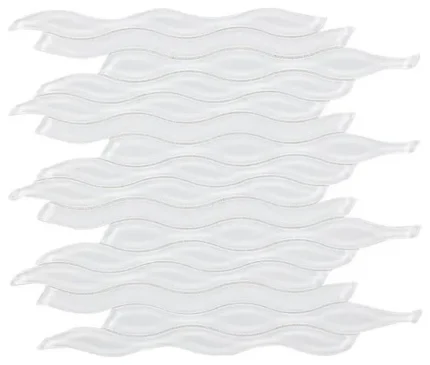 Mosaic Glass Tile Surface Waves, White