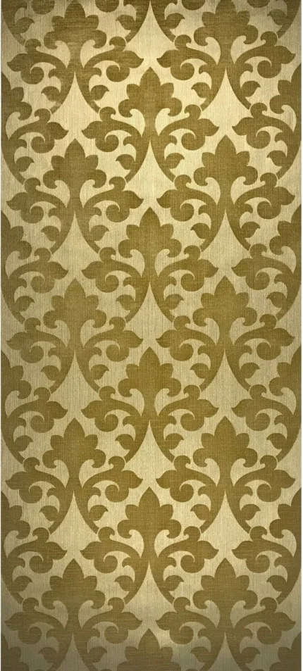 Mustard Gold Metallic Flock Wallpaper, Triple Roll - 75 Sq.ft