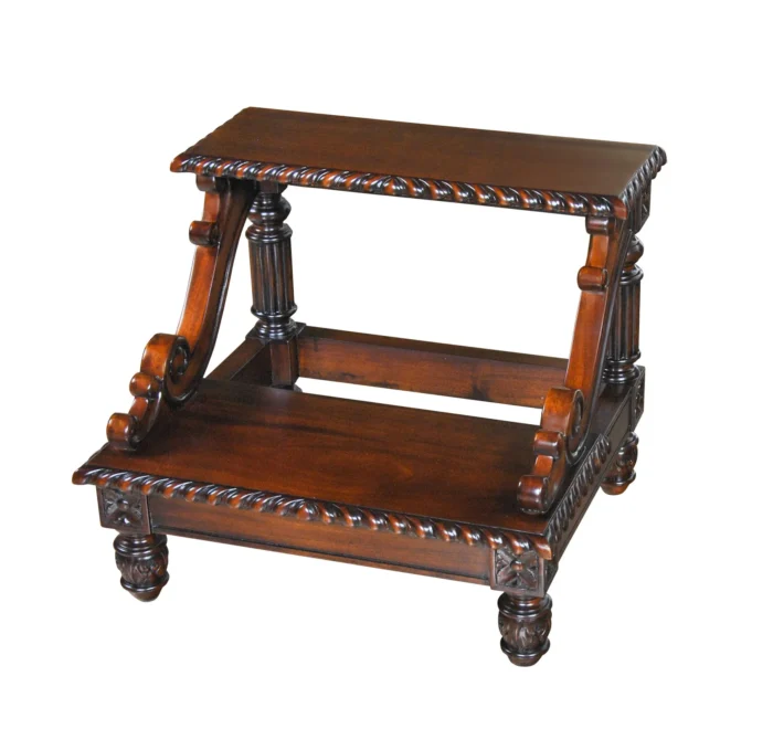 NBR101 Carved Mahogany Bed Step - Image 1