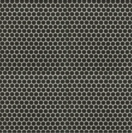 Nero Penny Round Glossy Porcelain Mosaic, Sample