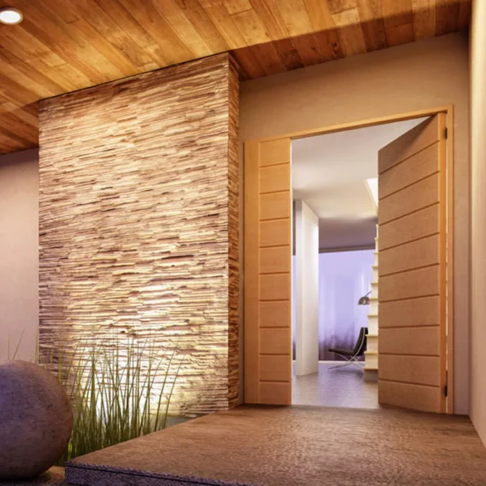 Nordic Natural Style Teak Wall Panel, 11 Pieces - Image 1