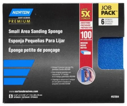 Norton 07660782084 5X Small Area Sanding Sponge Medium, 120 Grit