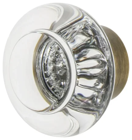 Nostalgic Warehouse CKB_RCC Vintage Round Clear Crystal 1-3/8" - Antique Brass