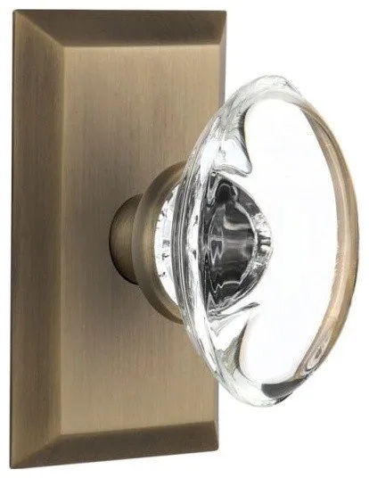 Nostalgic Warehouse STUOCC_PRV_234_NK Oval Clear Crystal Solid - Antique Brass