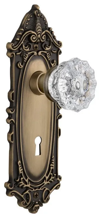 Nostalgic Warehouse VICCRY_DP_KH Crystal Solid Brass Dummy Door - Antique Brass