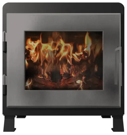 Nova Wood Stove, Satin Black/Stainless Steel Door