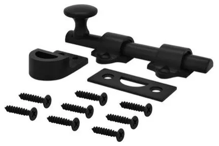 Nuk3y Heavy Duty Solid Brass Dutch Door Surface Bolt 4 inch, Black