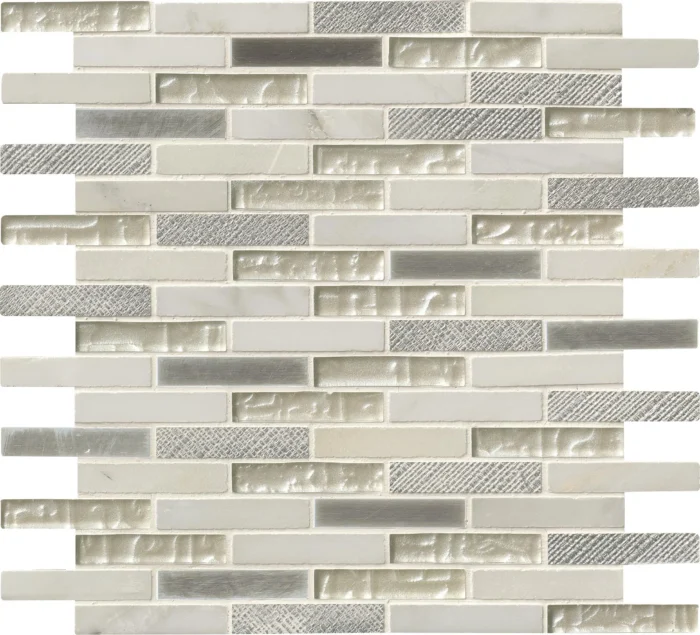Ocean Crest Brick Glass Metal Stone Mosaic, (4x4 or 6x6)  Sample - Image 1