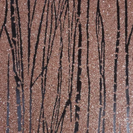 Orange Natural Mica Wallpaper black Lines Z205, 8.5" X 11" Sample