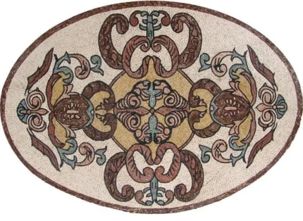 Oval Floor Mosaic, Nisa, 36"x51"