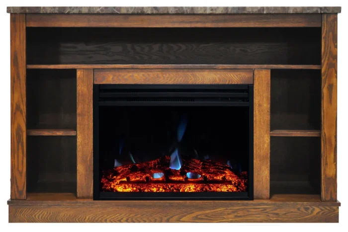Oxford 47" Electric Fireplace Heater With 1500W Deep Log Insert, Walnut - Image 1