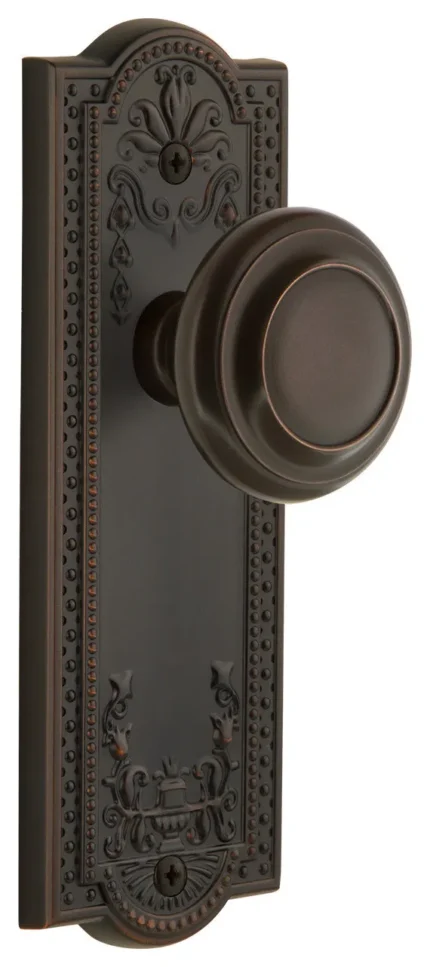 Parthenon Plate Passage with Circulaire Knob in Timeless Bronze