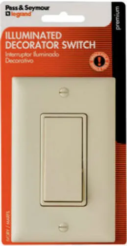 Pass and Seymour TM870ISLCCC5WP Illuminated Decorator Lighted Switch, 15A, Ivory
