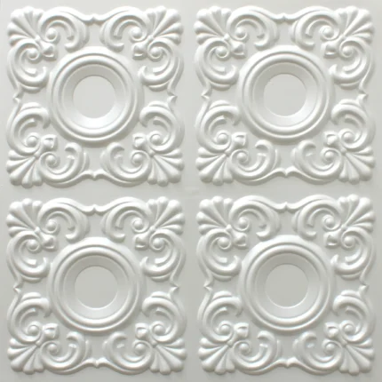 Pearl White 3D Ceiling Panels, 2'x2', 4 Sq Ft