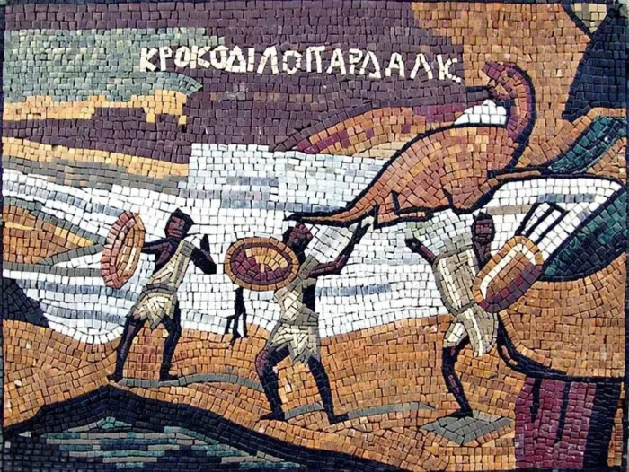 Phoenician Scene Mosaic Art, 24"x31" - Image 1