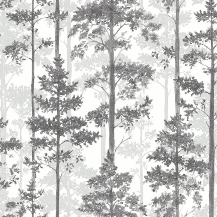 Pine Multicolor Silhouette Trees Wallpaper, Sample - Image 1