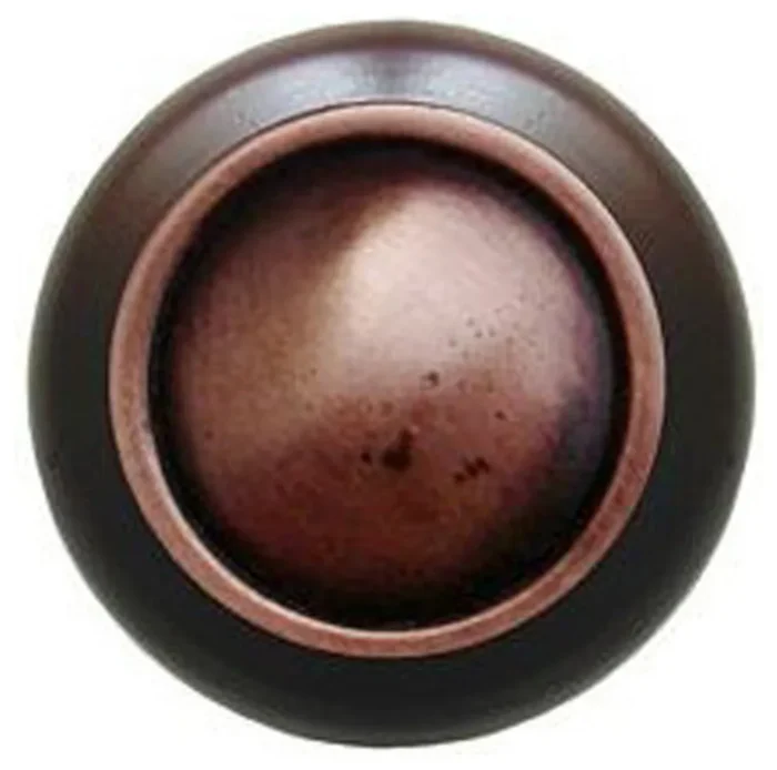Plain Dome Walnut Wood Knob, Antique-Style Copper - Image 1