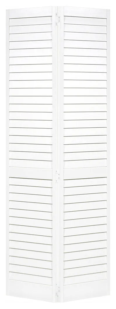 Plantation Bi-fold Closet Door, Louver/Louver, White, 1"x36"x80"