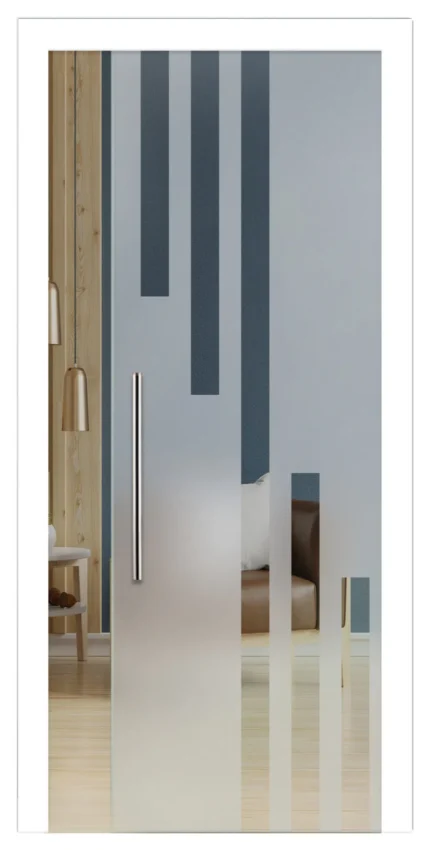 Pocket Glass Sliding Door with Frosted Desing, 38"x80", Semi-Private, T-Handle B
