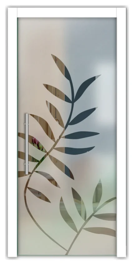 Pocket Glass Sliding Door With Frosted Lines Design, 24"x80" Inches, T-Handle Bar, Semi-Private