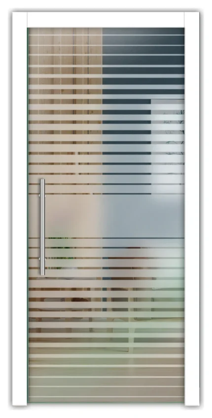 Pocket Sliding Glass Door + Frosted Design, 24"x80" Inches, T-Handle Bar, Semi-Private
