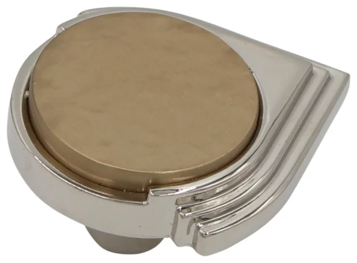 Polished Nickel with Satin Brass Inlay Pointed Knob - Image 1