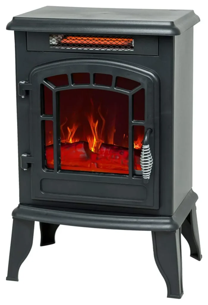 Portable Electric Fireplace Wood Stove With Flame Effect, 1400w Freestanding - Image 1