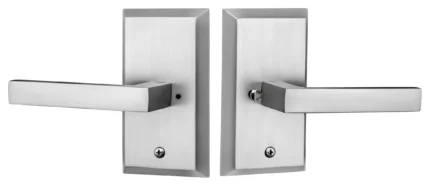 Premium Aqua Solid Brass Privacy Set With Delta Lever, Brushed Nickel