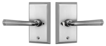 Premium Aqua Solid Brass Privacy Set With Quattro Lever, Brushed Nickel