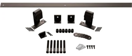 Premium J-Top Mount Barn Door Hardware Set, Bronze Texture