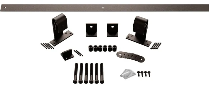 Premium J-Top Mount Barn Door Hardware Set, Bronze Texture - Image 1