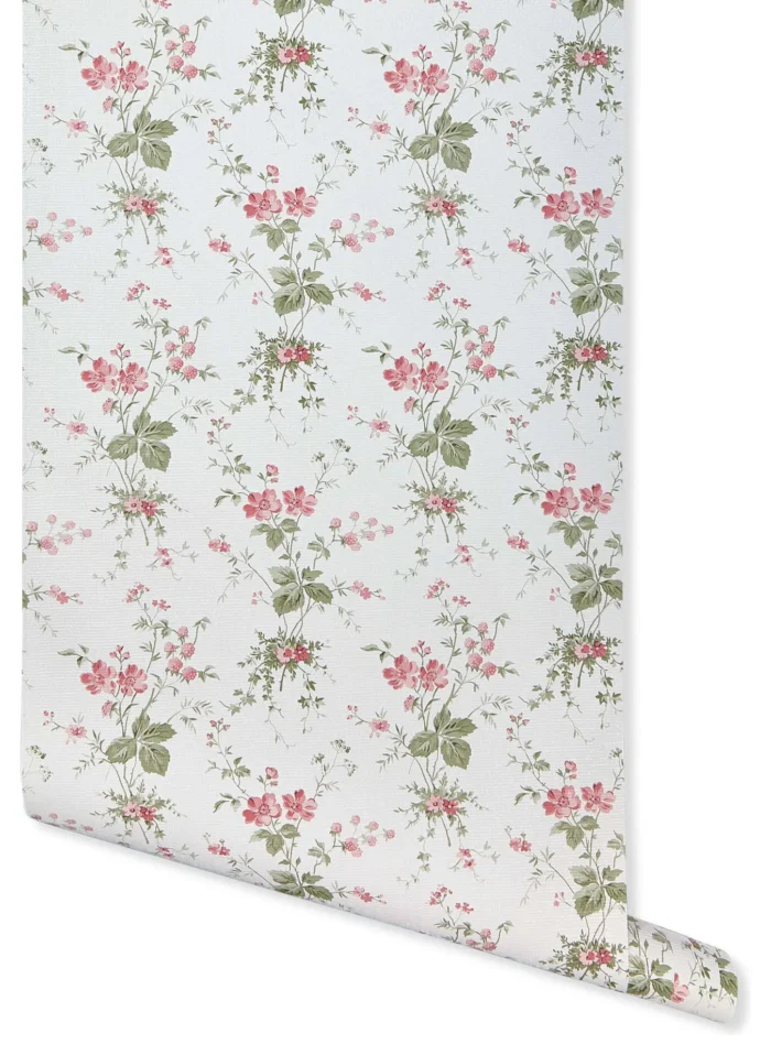 Press Floral Wallpaper, White, Bolt - Image 1