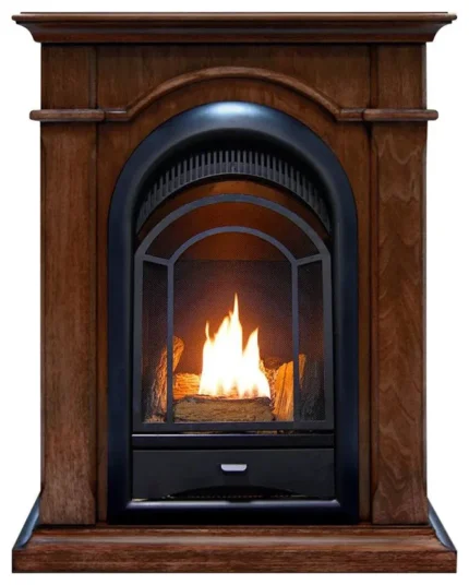 ProCom Dual Fuel Ventless Gas Fireplace, 10,000 BTU, T-Stat, Walnut