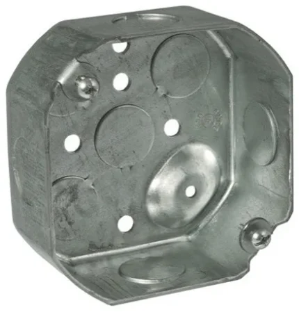 RACO® 8125 Steel Octagon Box, Drawn with Conduit KO's, 4" x 1-1/2" Deep
