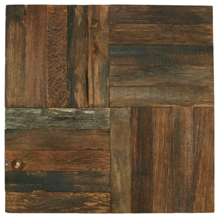 Reclaimed Boat Wood Tile Mosaic Sample - Image 1