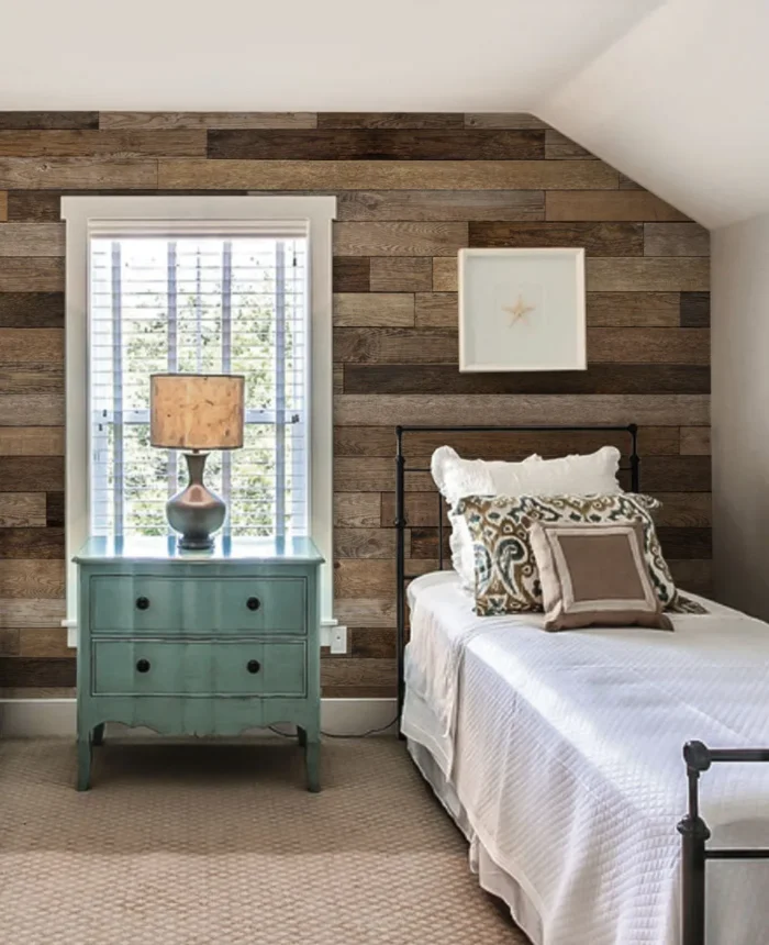 Reclaimed Wood Accent Mural Wall Art Peel and Stick Vinyl Wallpaper, 24"x96" - Image 1