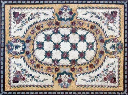 Rectangular Rug Marble Mosaic Floor Decor, 61"x82"